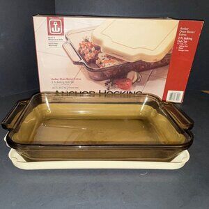 Anchor Hocking Amber Oven Basics 2-Piece Baking Dish Set New In Original Box